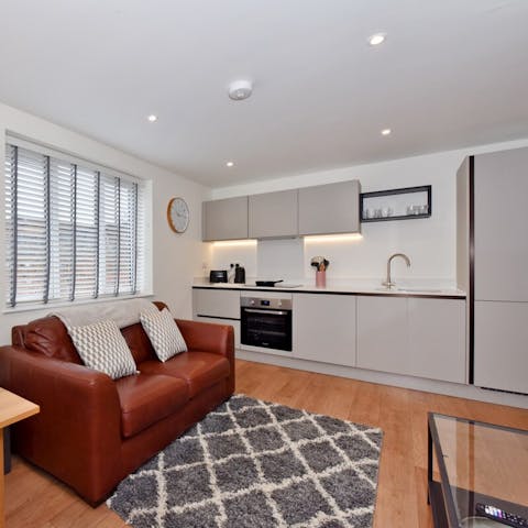 Snuggle up together on the sofa while a homecooked meal cooks in the oven