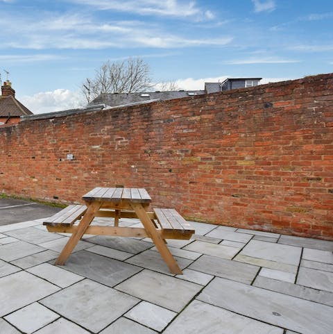 Enjoy brunch outdoors with a cup of coffee