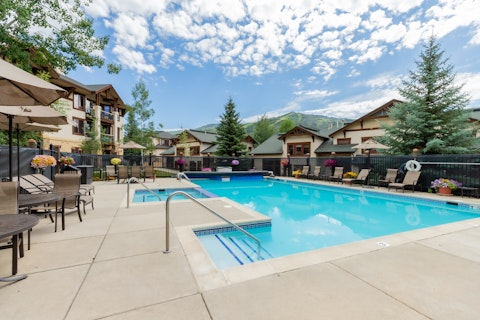 Swim beneath open skies in the communal heated pool
