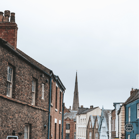 Drive fifty minutes to the beautiful city of Durham, for dining, shopping, and history