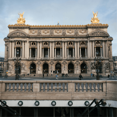 Discover the beautiful Palais Garnier – a twelve-minute walk away