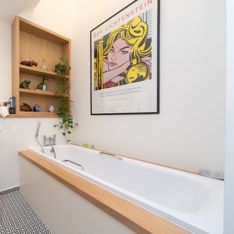 Unwind after sightseeing with a long soak in the bath