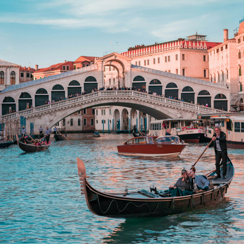 Coast along the Venice waters by gondola