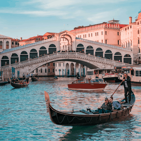 Coast along the Venice waters by gondola