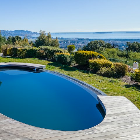 Enjoy scenic views as you swim in the sunshine