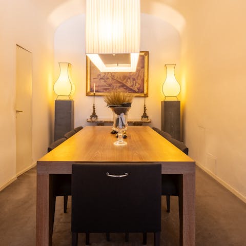 Serve up a pasta dish and dine together at the table