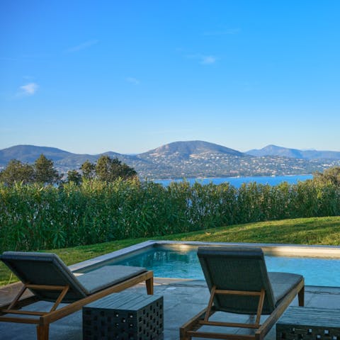 Enjoy the incredible view from the sun loungers