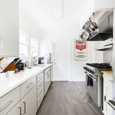 Cook a delicious home-cooked meal in the sleek, well-equipped kitchen