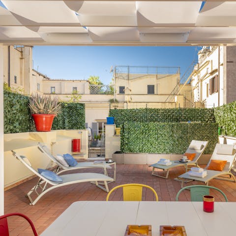 Lounge in the sun on private the rooftop terrace