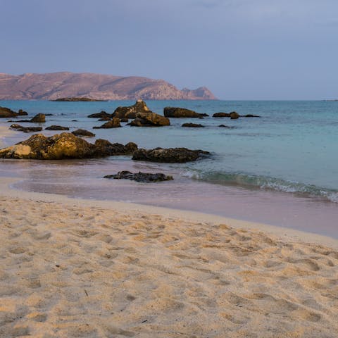 Sink your toes in the sand at Viglia Beach, a twenty-five-minute walk away or a five-minute drive