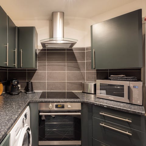 Whip up a Full English in the handy kitchen