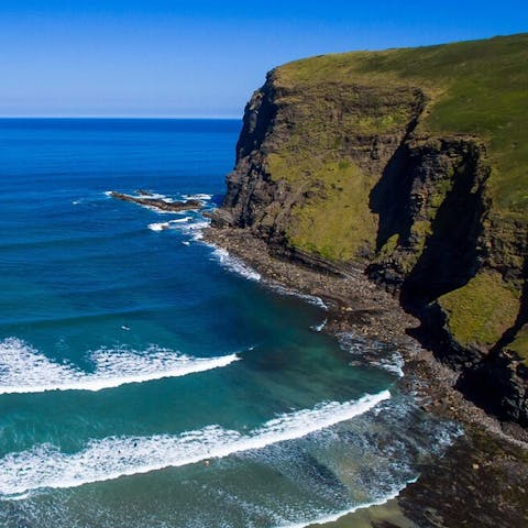 Drive five minutes down the road and you're on the gorgeous beach at Crackington Haven