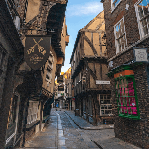 Take a twelve-minute walk over to The Shambles, York's most unique shopping street