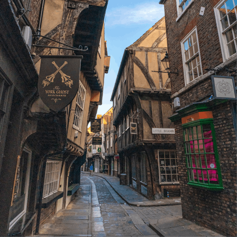 Take a twelve-minute walk over to The Shambles, York's most unique shopping street