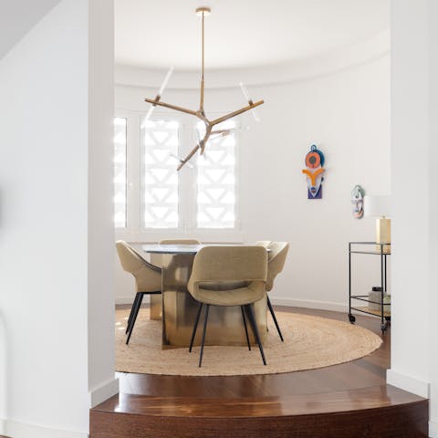 Nibble on Portuguese treats in the raised dining room