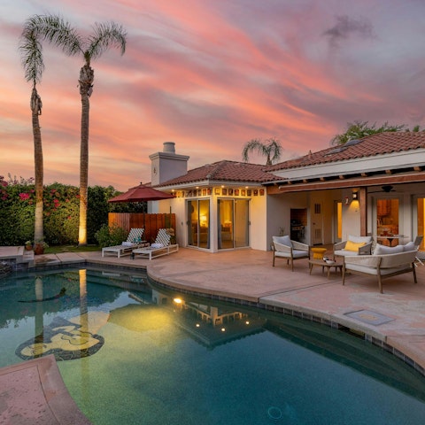 Enjoy dreamy sunsets by the pool