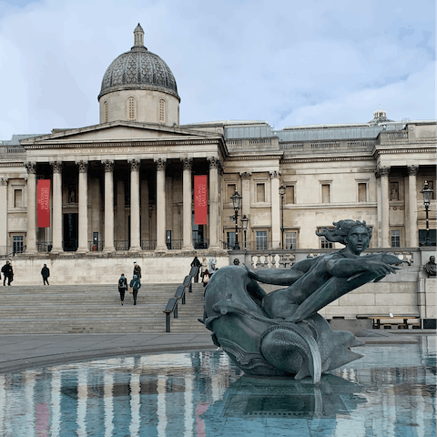Take a stroll through SoHo towards Trafalgar Square and the National Gallery – only a thirty–minute walk