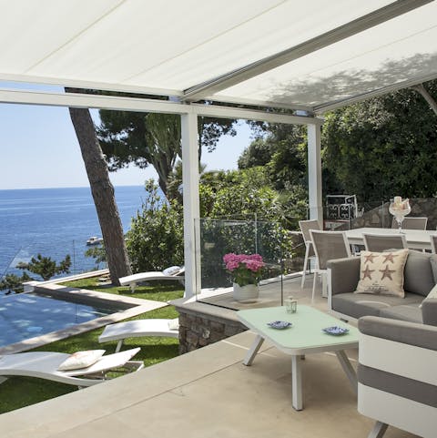 Sip on your morning coffee under the shady cabana