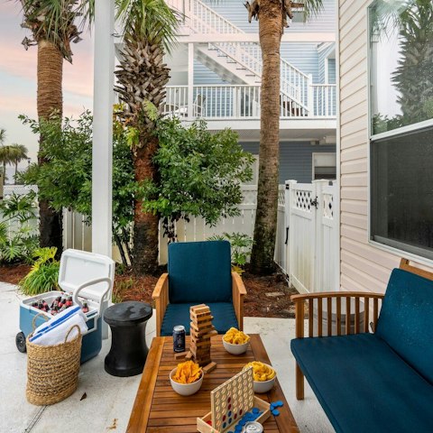 Enjoy an afternoon of board games and ice tea on the terrace