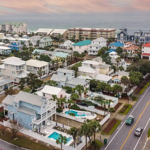 Get to the beach in minutes and swim in the warm waters of the Gulf of Mexico