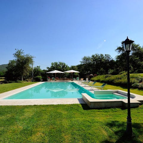 Swim laps in the pool or sip Chianti in the Jacuzzi