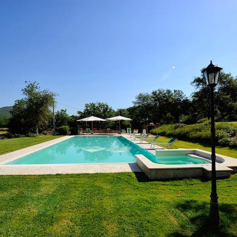 Swim laps in the pool or sip Chianti in the Jacuzzi