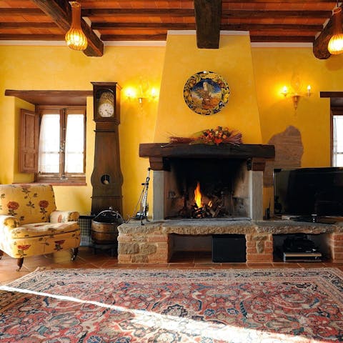 Curl up by the fireplace when the evenings turn cooler