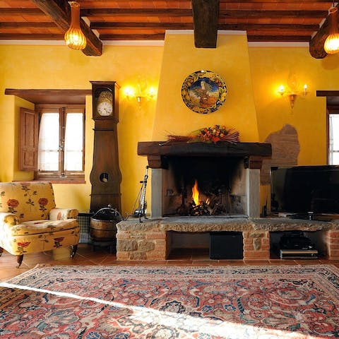 Curl up by the fireplace when the evenings turn cooler