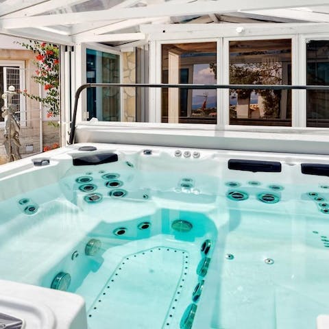 Unwind in the hot tub after a day of exploring Palma's city centre