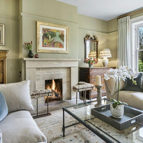 Gather for evening drinks and games by the fire