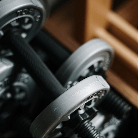 Keep up your fitness in the building's on-site gym