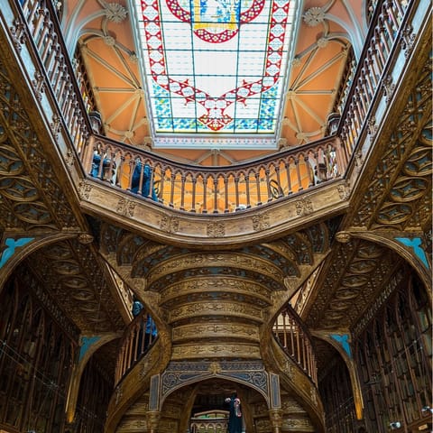 Soak up the splendour of Lello's Bookshop, it's just a two-minute walk from your door