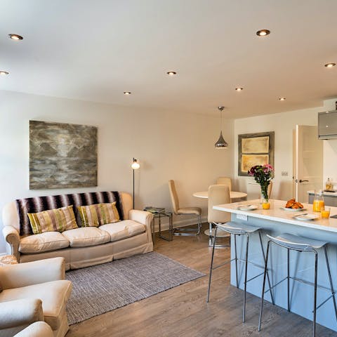 Gather in the living space – there's plenty of seating