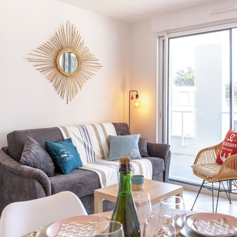 Get comfy in the bright living room