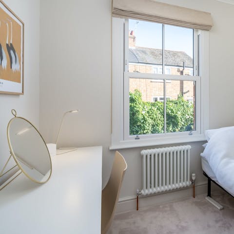 Take advantage of the desks in each bedroom to catch up on work