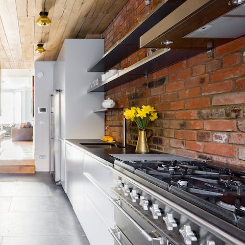 Cook in a proper chef's kitchen with huge range cooker and three ovens
