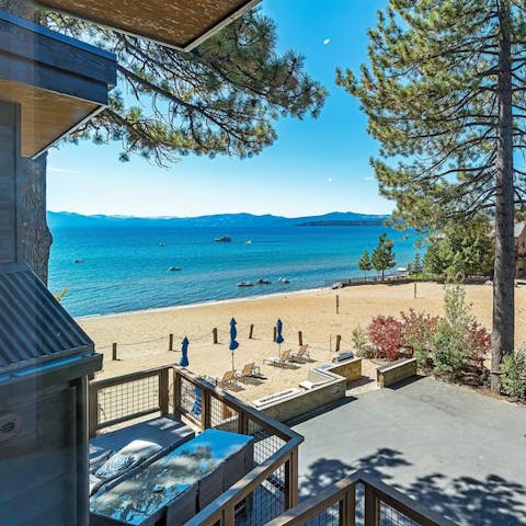 The location is just seconds away from North Lake Tahoe beach