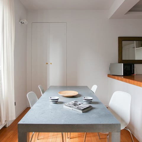 Start mornings with an espresso at the sunny kitchen's table