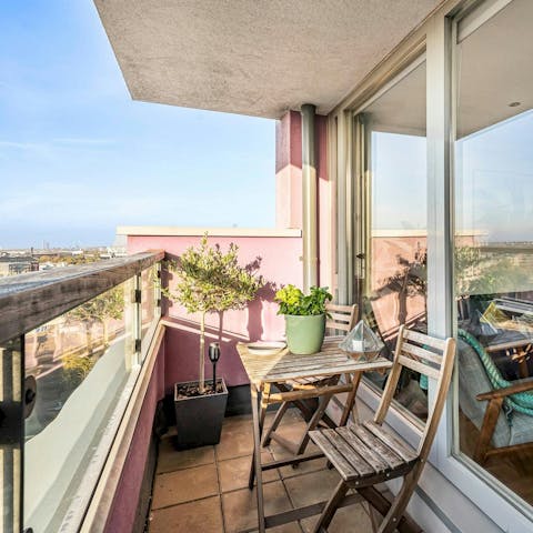 Sip your morning coffee on the private balcony