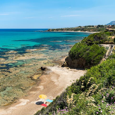 Walk just 100m down your private path to the beach of Spiaggia di Settefrati
