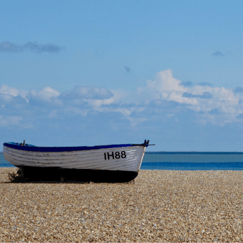 Spend an afternoon on Aldeburgh Beach, a fifteen-minute walk away