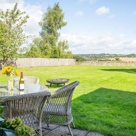 Admire the Cotswold countryside from the terrace
