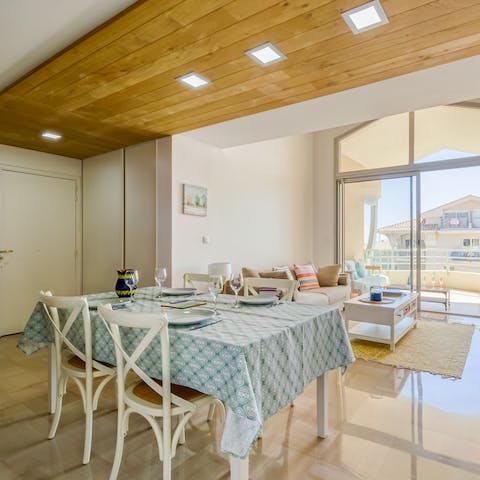 Enjoy a pre-beach breakfast in the bright dining area