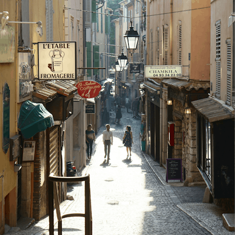 Visit Antibes Old Town, a fifteen-minute drive away