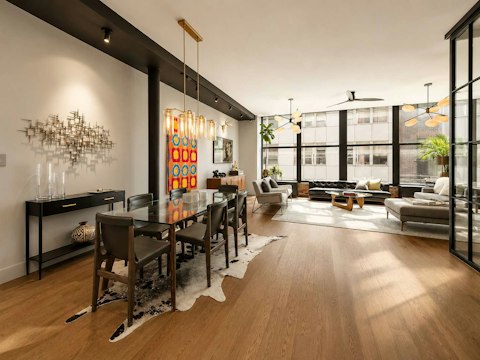 Host dinner and drinks across this expansive loft space