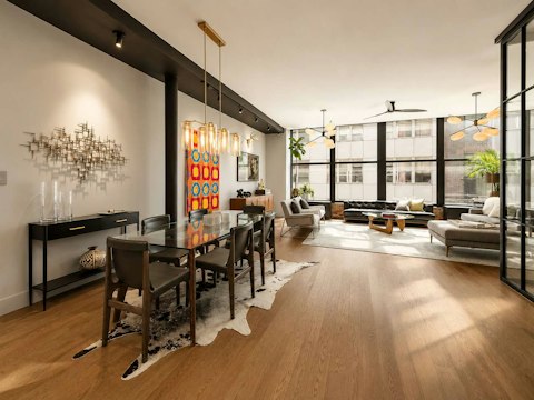 Host dinner and drinks across this expansive loft space