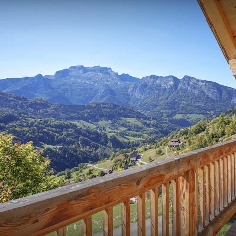 Drink in incredible Aravis valley views from the wraparound terrace