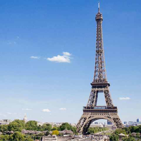 Climb the iconic Eiffel Tower, just a short drive away