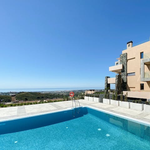 Cool off from the midday sun in the shared pool