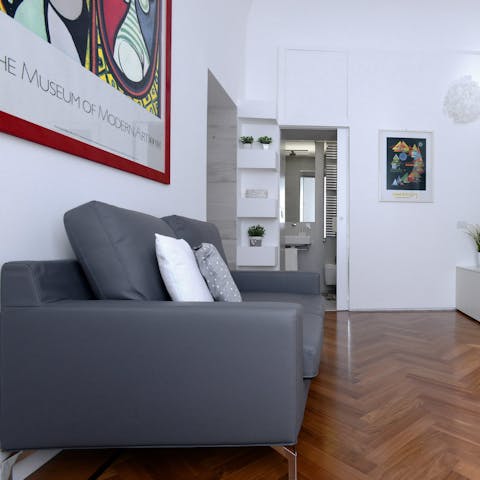 Unwind in the living area after a day of exploring the sights of Rome